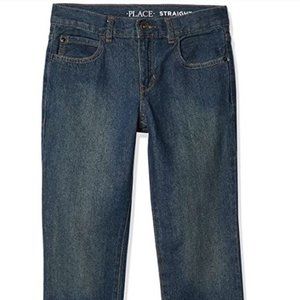 NWT THE CHILDRENS PLACE Boys' Basic Straight Leg Adjustable Waist Blue Jeans 16